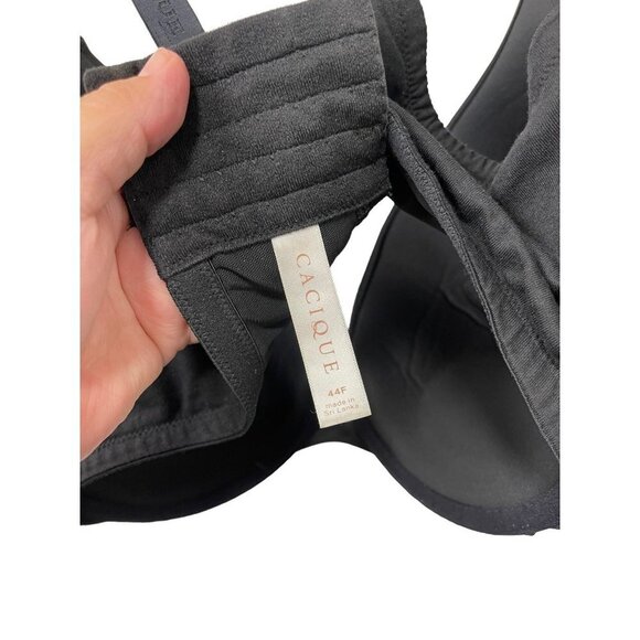 Cacique Cotton Boost Plunge Bra Black Size 44F - Picture 3 of 6